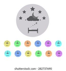 Sleep single icon. Bed ,star,moon and cloud ,Vector illustration.