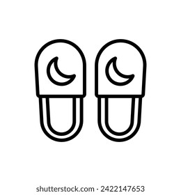 Sleep Slippers Outline Icon Vector Illustration