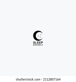 sleep soundly logo vector design, with illustration of face and moon