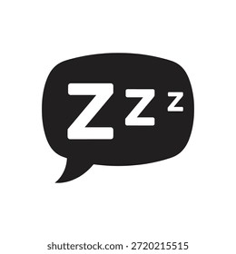 Vector sólido del glifo del símbolo de la burbuja del discurso del sueño para la conversación del sueño que ronca el chat del cómic del sonido y la señal del silencio de la relajación de la hora de dormir