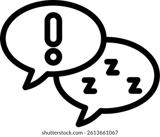 Sleep Speech Bubble Line Vector Icon Design