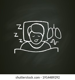 Sleep Study Chalk Icon. Unusual Breathing Patterns. Sleep Disorder. Healthy Sleeping Concept.Sleep Problems Treatment.Examination During Sleep. Health Care.Isolated Vector Illustration On Chalkboard