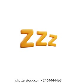 Sleep symbol icon. Vector illustration of 3D ZZZ letters in yellow, representing deep sleep or relaxation, ideal for themes related to rest or bedtime.