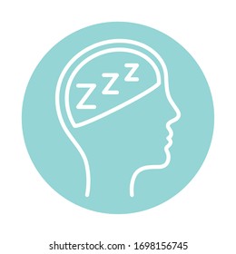 símbolo de sueño dentro del diseño de iconos de estilo de bloque de cabeza humano, mente mental, ciencias de la salud, inteligencia, ideas médicas y educativas Tema vector ilustración
