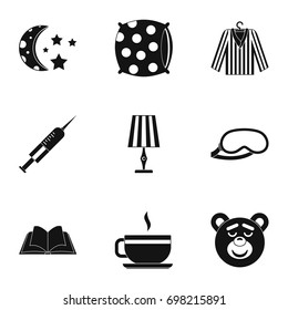 Sleep symbols icon set. Simple style set of 9 sleep symbol vector icons for web isolated on white background
