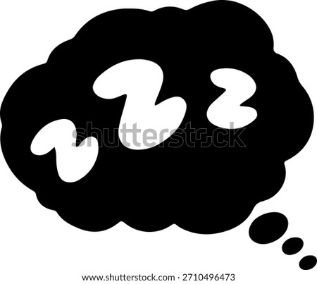 Sleep symbols inside a black comic cloud bubble, signifying dreaming or thought.