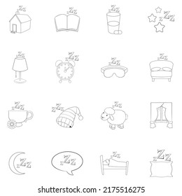 Sleep Symbols Set Icons Outline Style Stock Vector (Royalty Free ...