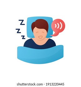 Sleep Talking Flat Icon. Sleep Disorder. Healthy Sleeping Concept. Sleep Problems Treatment. Dyssomnia. Stress. Health Care. Color Isolated Vector Illustration 