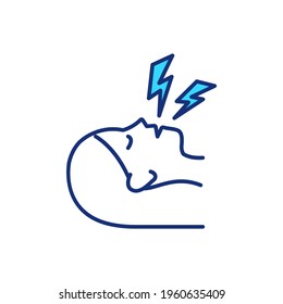 Sleep Talking RGB Color Icon. Somniloquy. Abnormal Behavior. Dialogues And Monologues While Asleep. Sleep Disorder. Parasomnia. Unconscious And Unintentional Talk. Isolated Vector Illustration