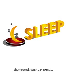 Sleep text with crescent icon, vector. Vector Illustration on white background