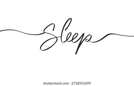 Sleep text font calligraphy hand written lettering script black color object icon sleep dream bed pillow bedchamber morning peaceful sleep calm healthy good sleep dream lifestyle alarm bedtime happy 
