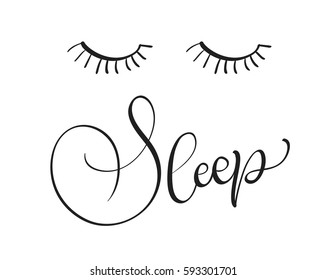 sleep text on white background. Calligraphy lettering Vector illustration EPS10