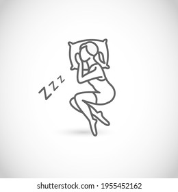 Sleep thin line style vector icon -sleeping, resting female