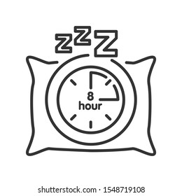 Sleep time black line icon. Time management concept. Healthy lifestyle. Sign for web page, mobile app, button, logo. Vector isolated element. Editable stroke.