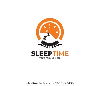 sleep time design logo template vector