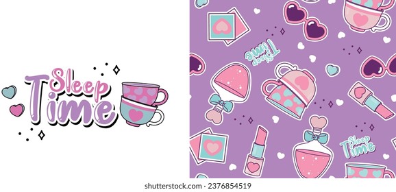 sleep time graphic design patterns girl