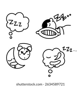 sleep time icon in doodle style collection related