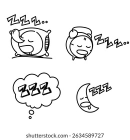 sleep time icon in doodle style collection related