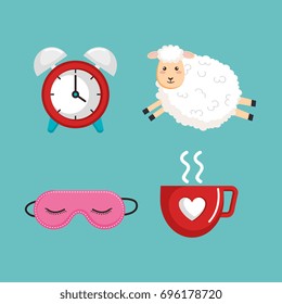 sleep time icons flat set 