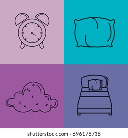 sleep time icons flat set with