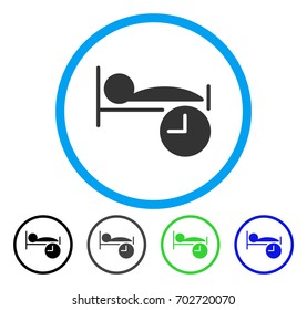Sleep Time rounded icon. Vector illustration style is a flat iconic symbol inside a circle, black, grey, blue, green versions. Designed for web and software interfaces.