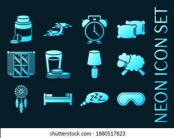 Iconos del juego de tiempo de espera. Estilo neón azul brillante.
