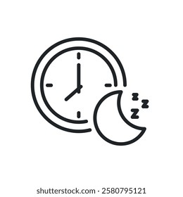 Sleep time thin line icons. Perfect pixel on transparent background