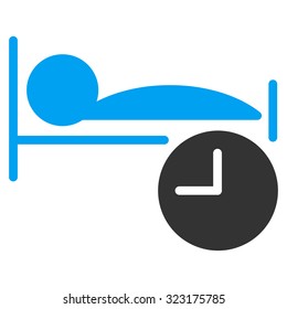 Sleep Time vector icon. Style is bicolor flat symbol, blue and gray colors, rounded angles, white background.
