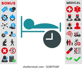 Sleep Time vector icon. Style is bicolor flat symbol, soft blue colors, rounded angles, white background.