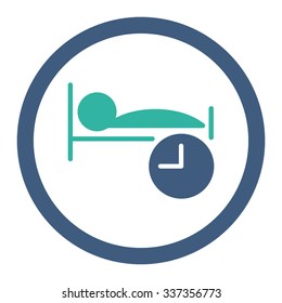 Sleep Time vector icon. Style is bicolor flat rounded symbol, cobalt and cyan colors, rounded angles, white background.