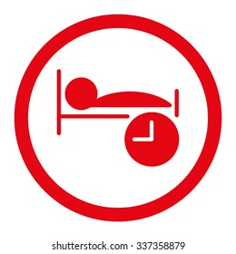 Sleep Time vector icon. Style is flat rounded symbol, red color, rounded angles, white background.