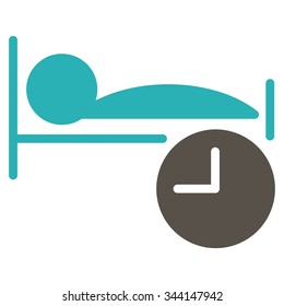 Sleep Time vector icon. Style is bicolor flat symbol, grey and cyan colors, rounded angles, white background.