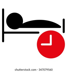 Sleep Time vector icon. Style is bicolor flat symbol, intensive red and black colors, rounded angles, white background.