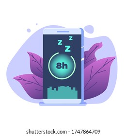 Sleep tracker, Fitness Smart Phone Application, Smart alarm clock. Vector illustration