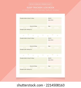 Sleep Tracker Note Book | Sleep Tracker Log Book | Printable Template