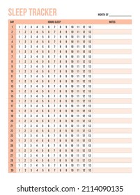 sleep tracker printable, monthly planner