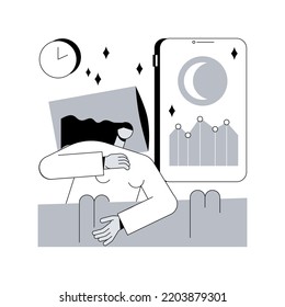 Sleep tracking abstract concept vector illustration. Sleeping app recommendation, wearable digital tracker, in-bed sleep quality monitor, gadget recording pattern, power nap abstract metaphor.