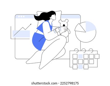 Ilustración vectorial de concepto abstracto de seguimiento de suspensión. Recomendación de aplicación durmiente, rastreador digital portátil, monitor de calidad de sueño en la cama, patrón de grabación de gadgets, metáfora abstracta de siesta de energía.