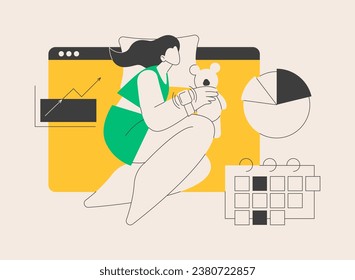 Sleep tracking abstract concept vector illustration. Sleeping app recommendation, wearable digital tracker, in-bed sleep quality monitor, gadget recording pattern, power nap abstract metaphor.