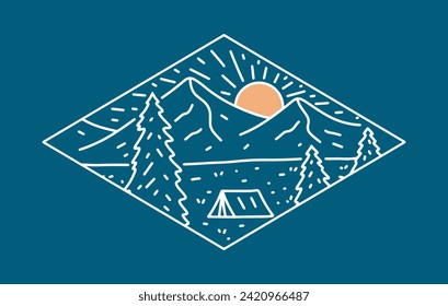 Sleep under stars on the camp mono line vector design
