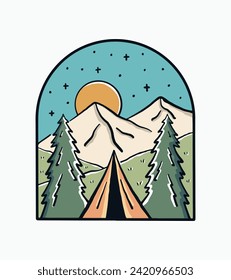 Sleep under stars on the camp design for badge, sticker, patch, t shirt vector design