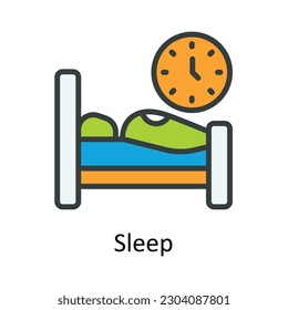 Sleep vector Fill outline Icon Design illustration. Time Management Symbol on White background EPS 10 File