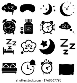 Sleep vector Icons set. recreation illustration sign collection. night symbol.