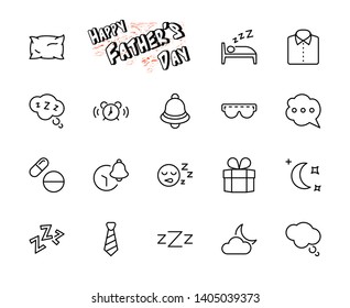 Sleep Vector Line Icons Set. Contains such Icons as Alarm Clock, Bed, Insomnia, Pillow, Sleeping Pills, Bell, Glasses for sleep, Bubble and more. Editable Stroke. 32x32 Pixel Perfect
