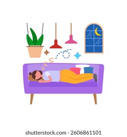 Sleep Well For Better Health Vector Illustration