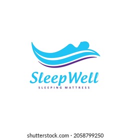Sleep Well Comfort Sleeping Expression Vector Logo in Free Flowing Style with Soft Visual Appearance