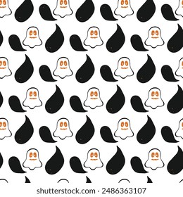 Sleep Well Little Ghosts Seamless Vector Pattern Design
