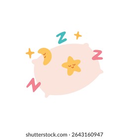 Sleep well with pillow hand drawn illustration