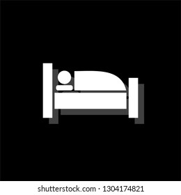Sleep. White flat simple icon with shadow