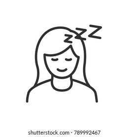 Sleep. the woman is sleeping. linear icon. Line with Editable stroke